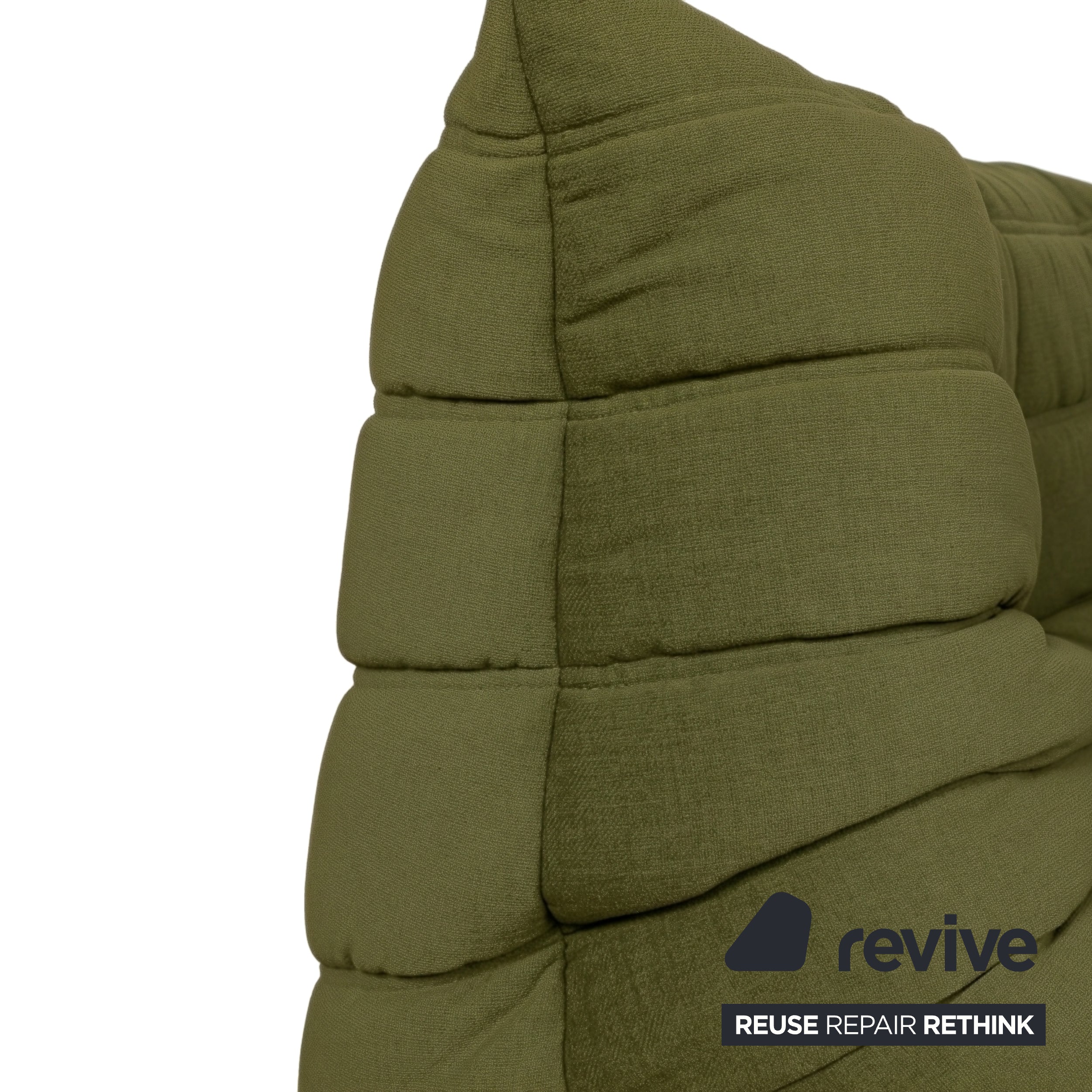 Ligne Roset Togo Corner Piece Fabric Green Olive Reupholstered