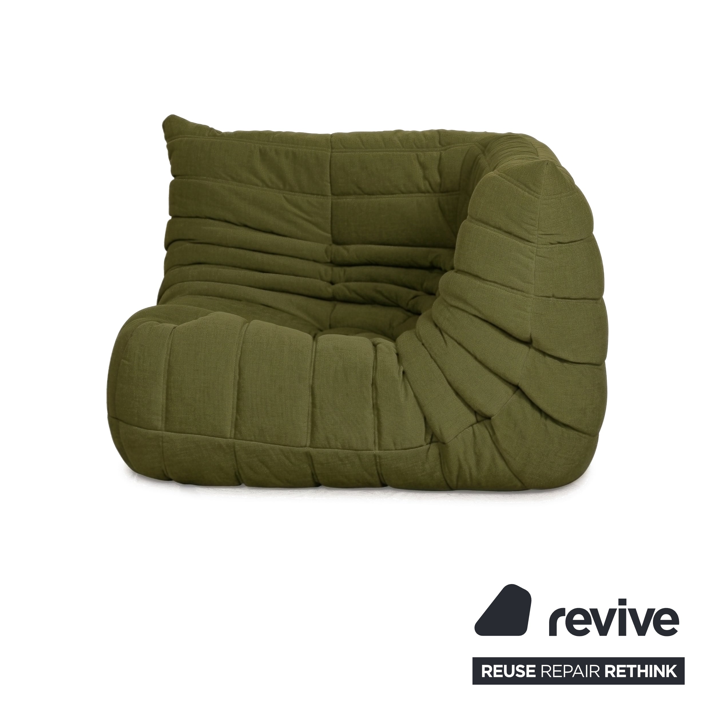 Ligne Roset Togo Corner Piece Fabric Green Olive Reupholstered