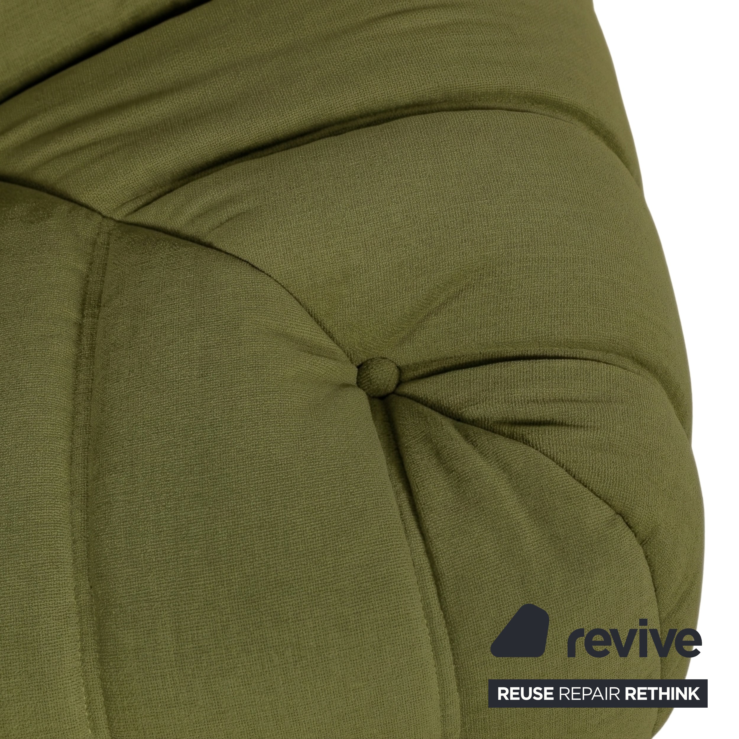 Ligne Roset Togo Corner Piece Fabric Green Olive Reupholstered