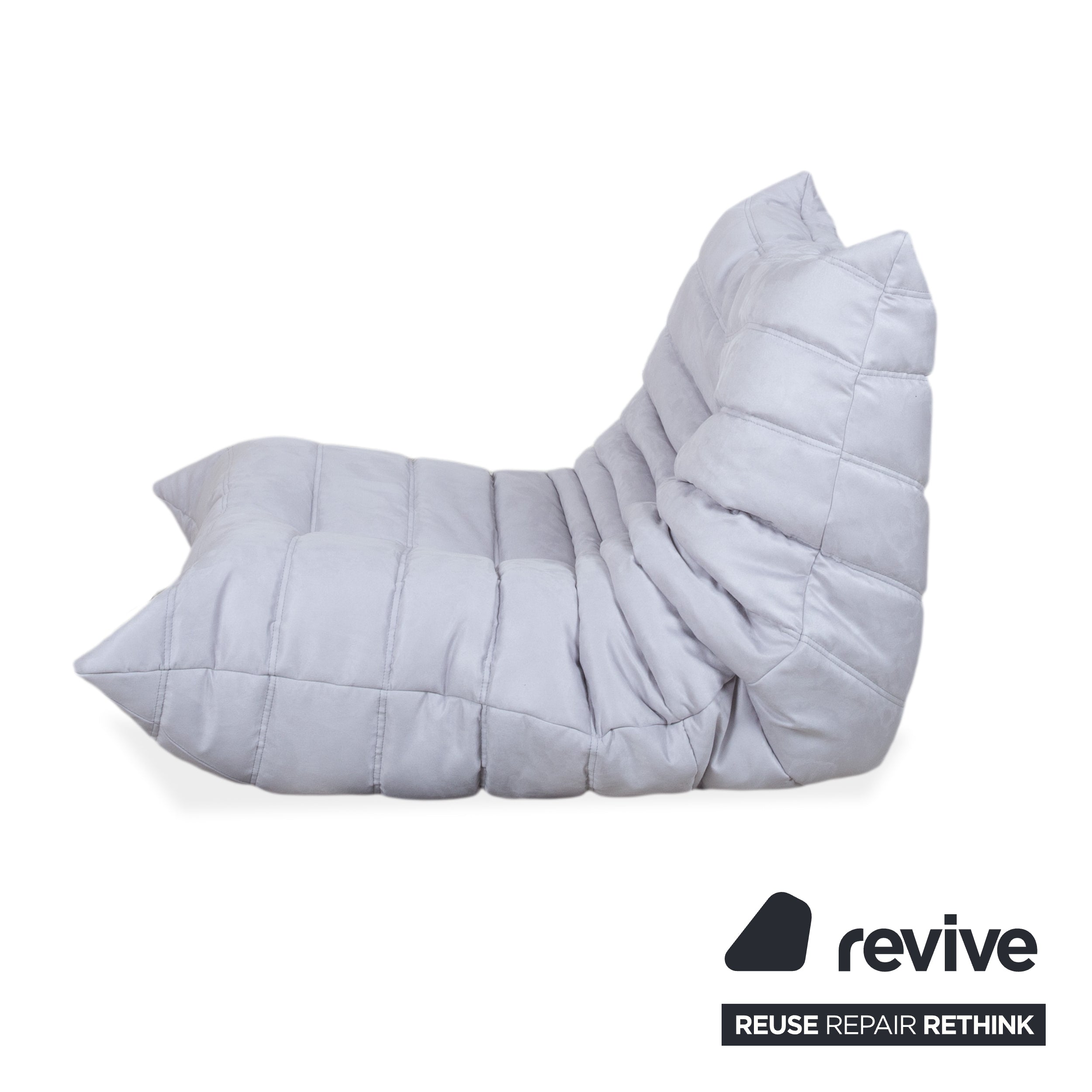 Ligne Roset Togo Fabric Armchair Grey Blue Off-White Reupholstered