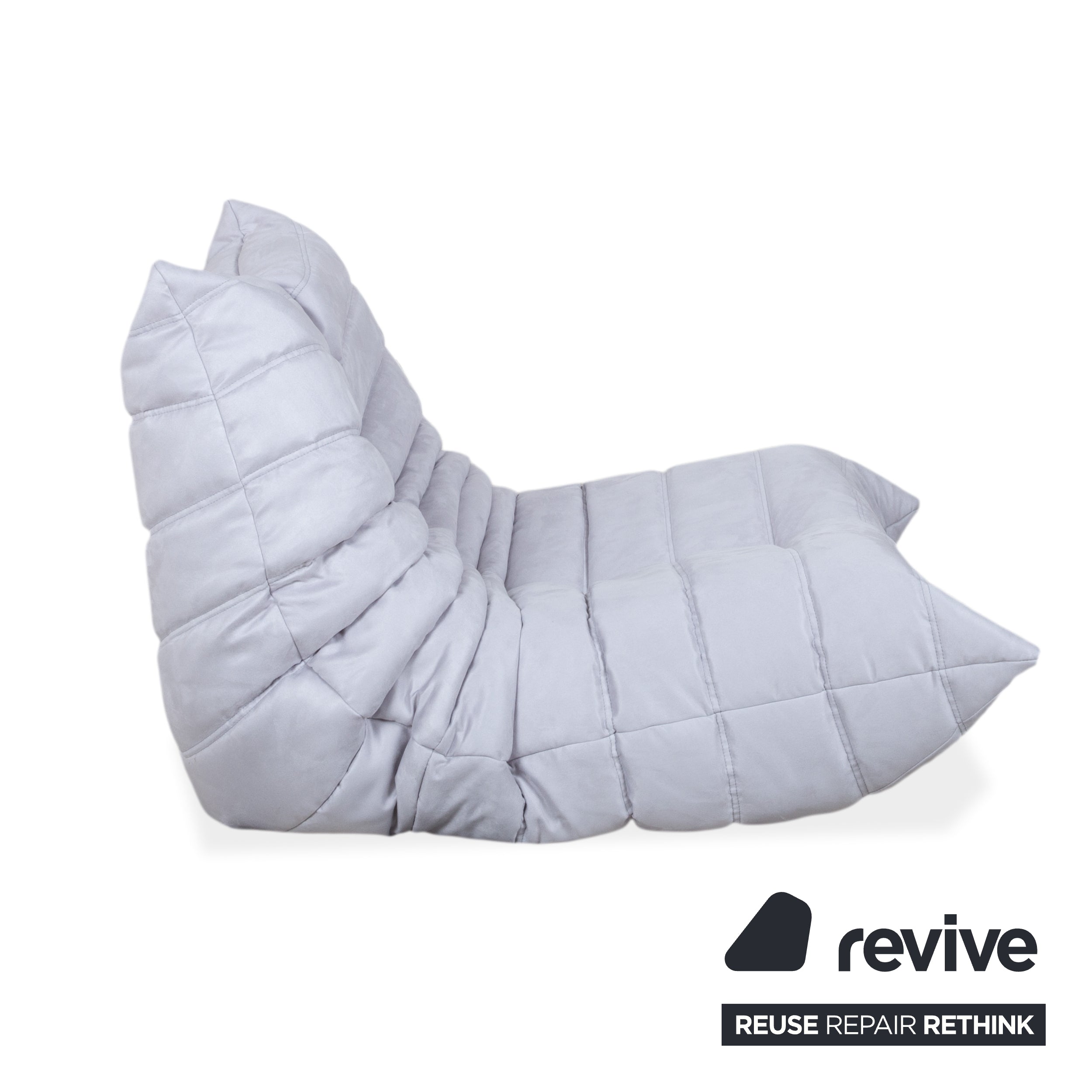 Ligne Roset Togo Fabric Armchair Grey Blue Off-White Reupholstered