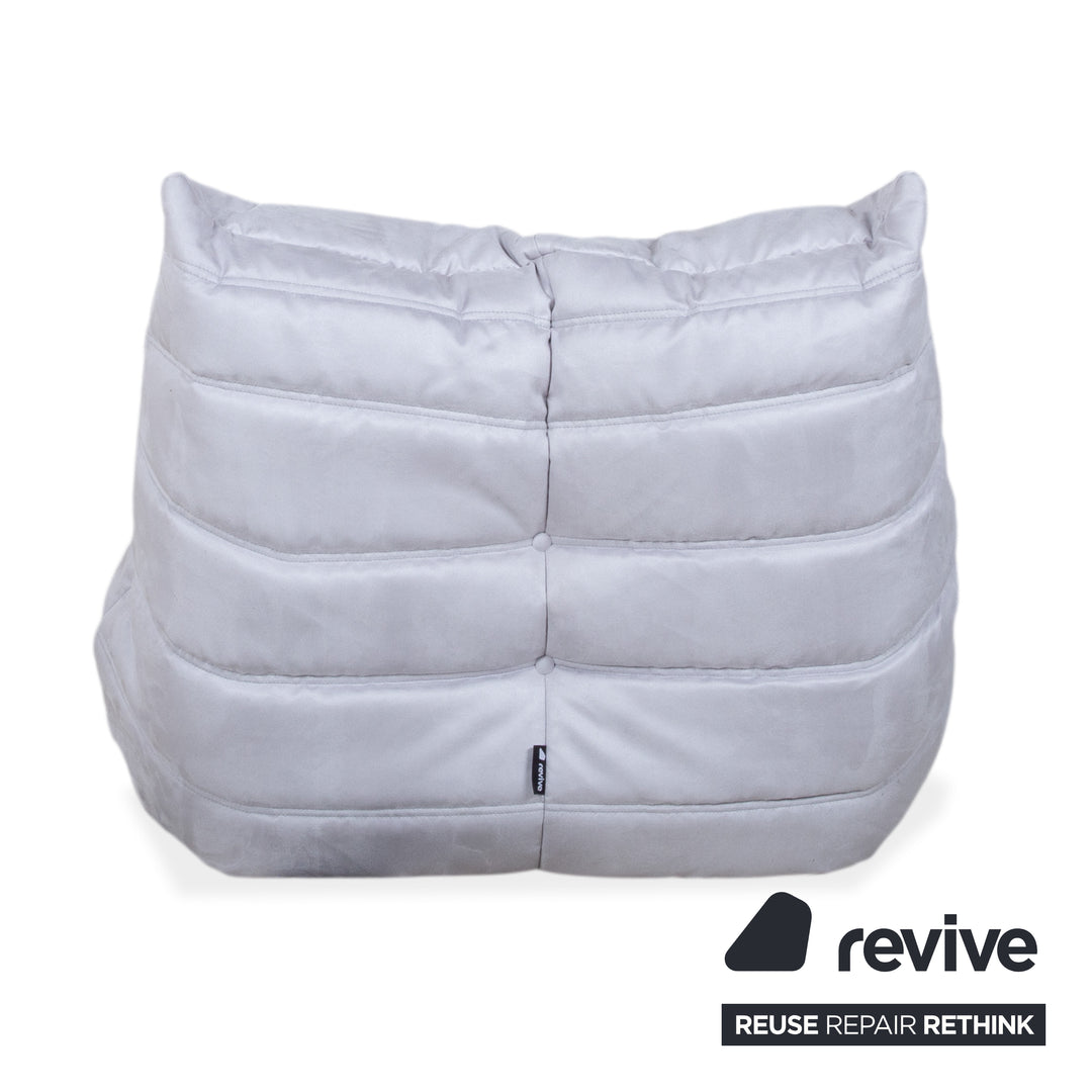 Ligne Roset Togo Fabric Armchair Grey Blue Off-White Reupholstered