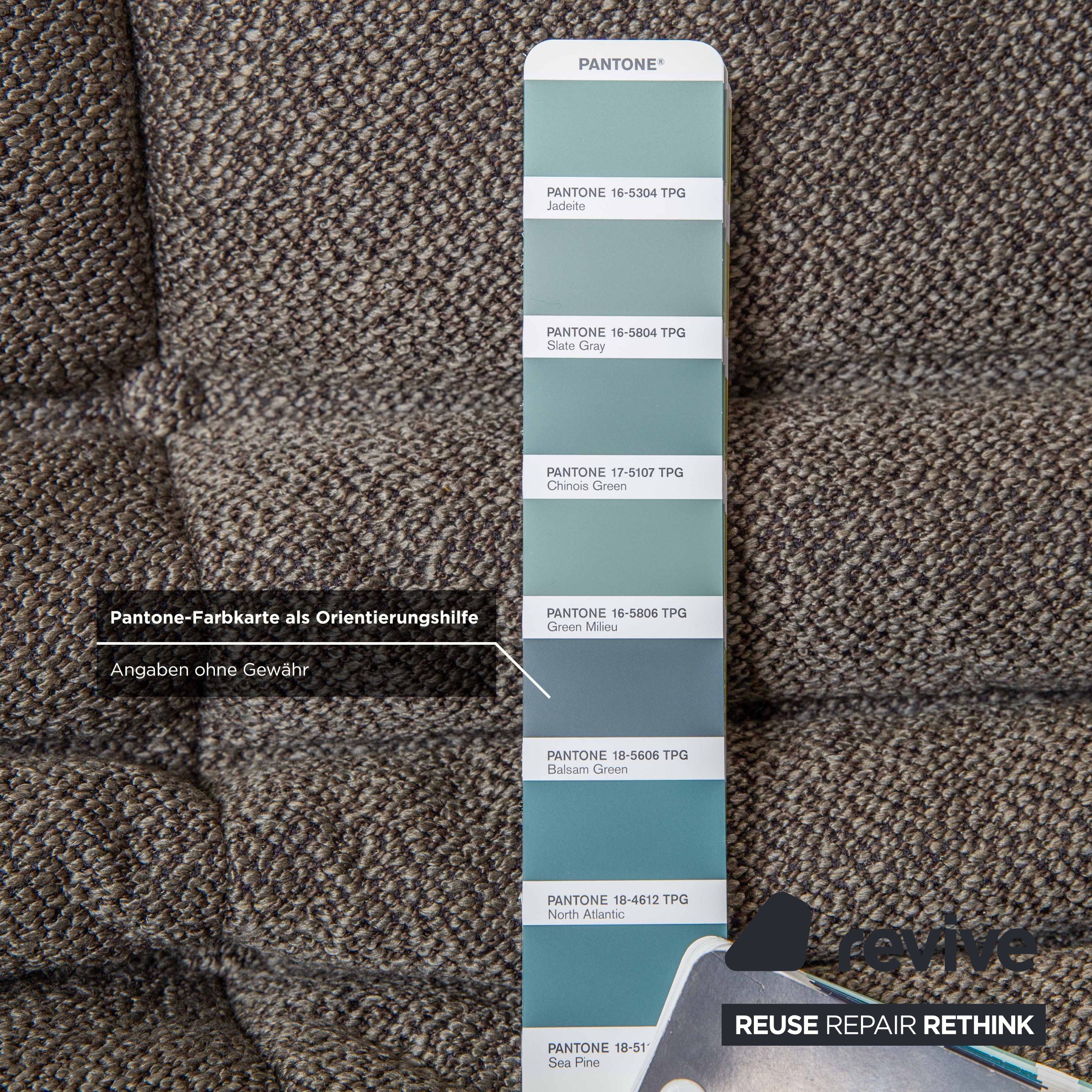 Ligne Roset Togo Fauteuil d'angle en tissu gris-marron, retapissé