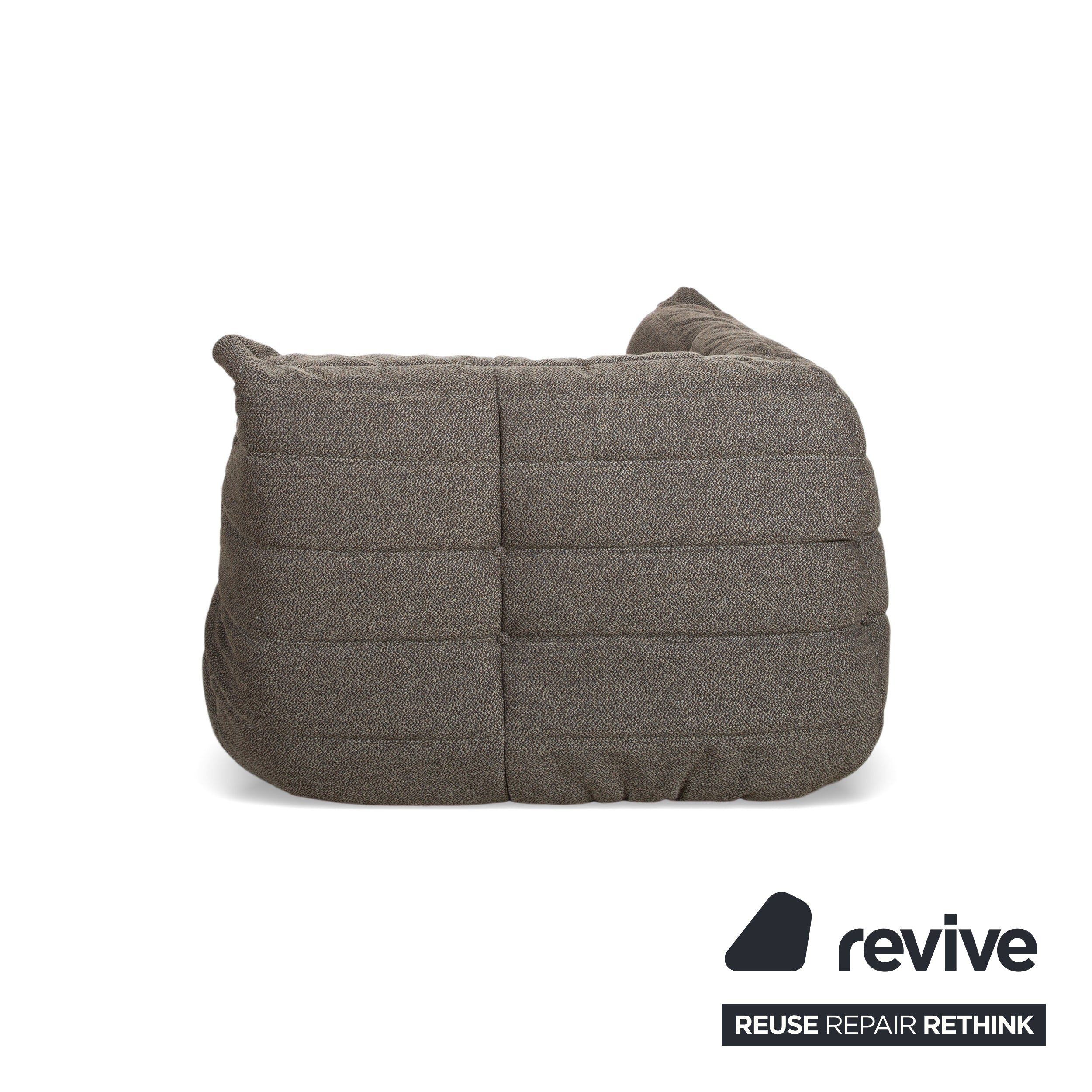 Ligne Roset Togo Fauteuil d'angle en tissu gris-marron, retapissé