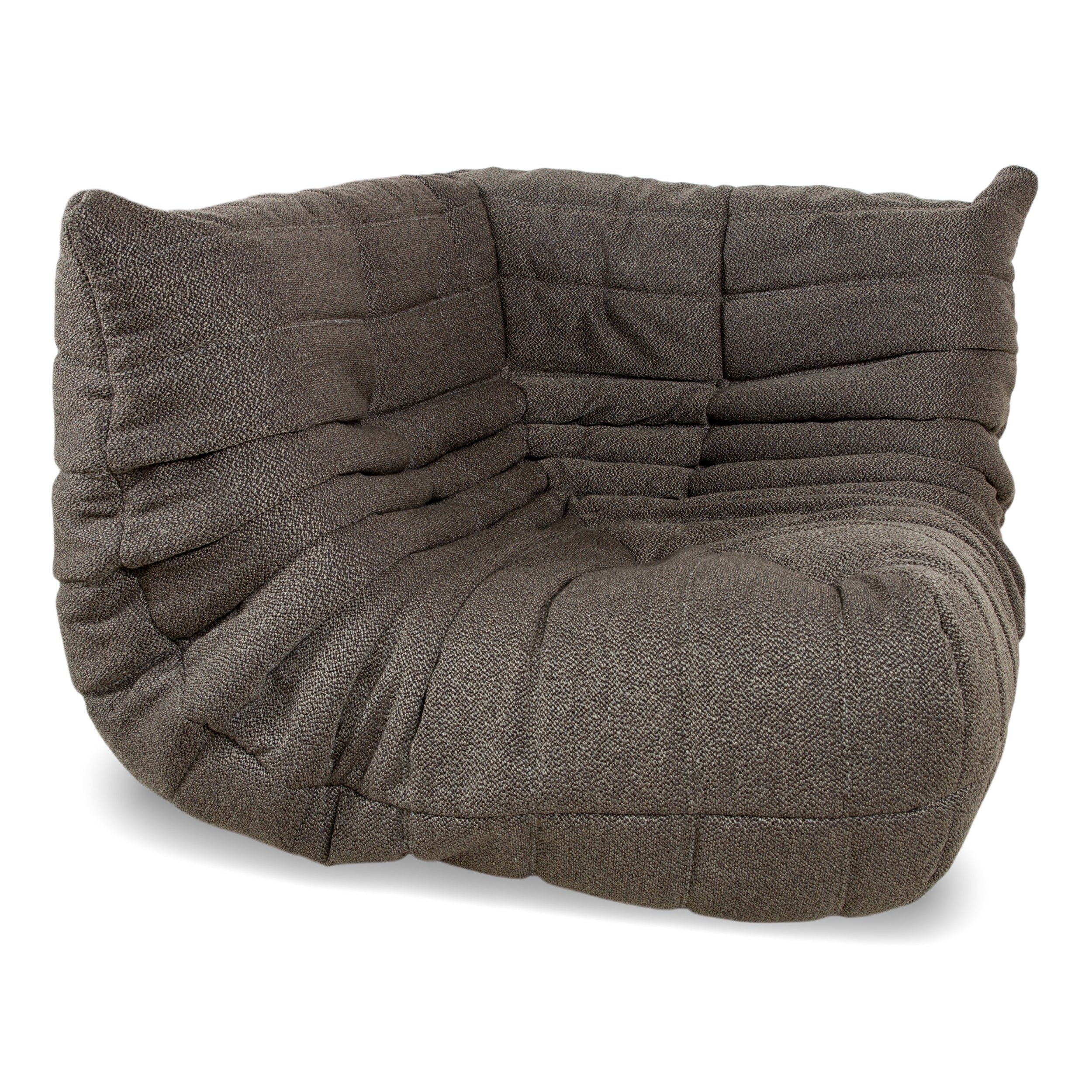 Ligne Roset Togo Fauteuil d'angle en tissu gris-marron, retapissé
