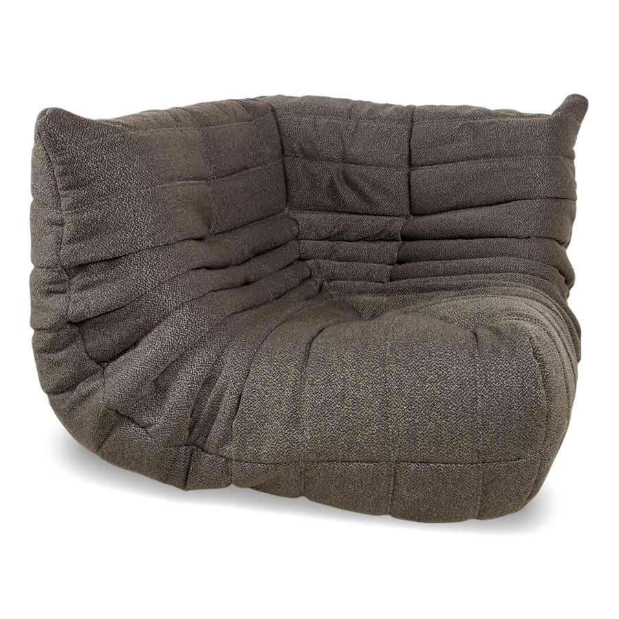 Ligne Roset Togo Fauteuil d'angle en tissu gris-marron, retapissé