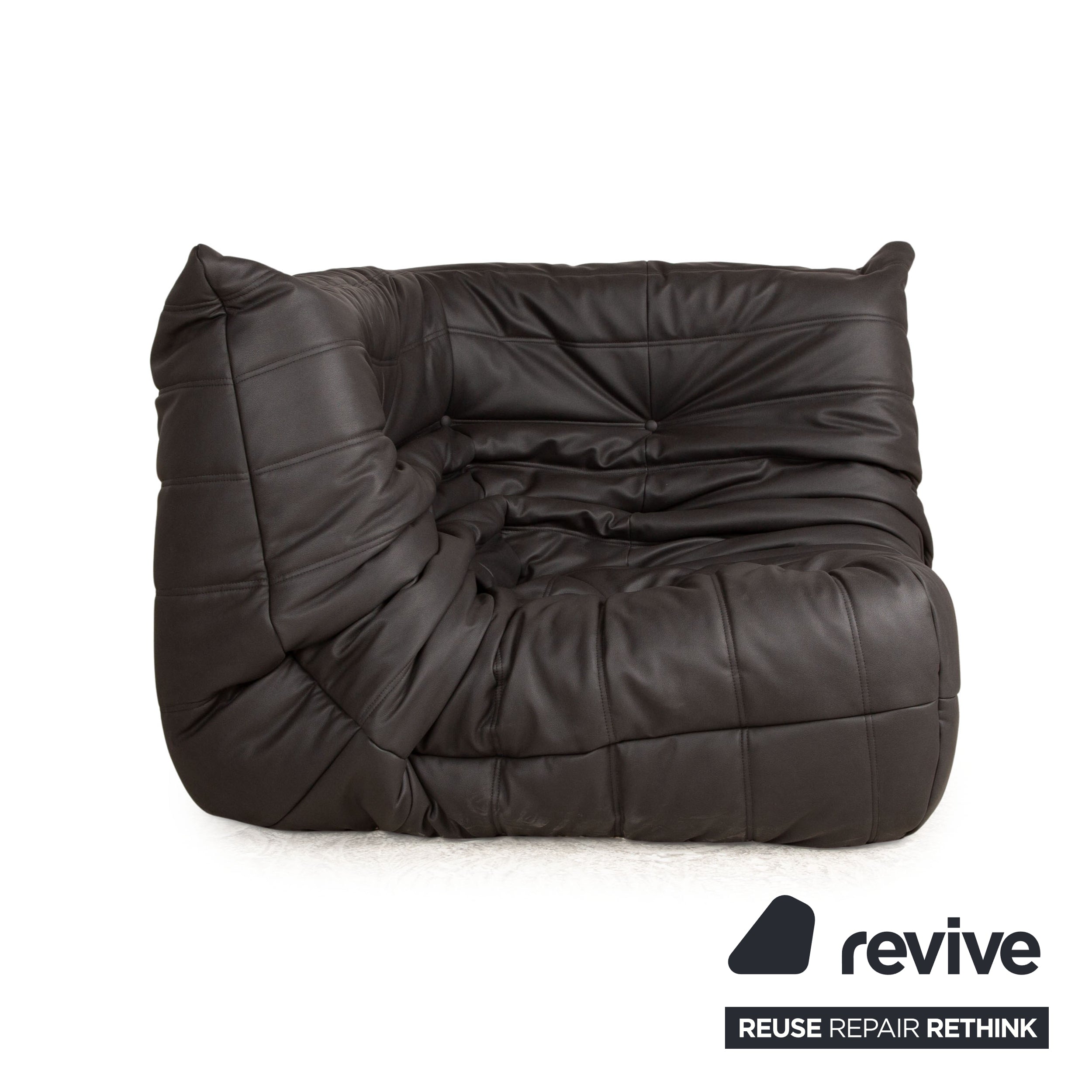 ligne roset Fauteuil en tissu cuir vegan Togo noir housse neuve