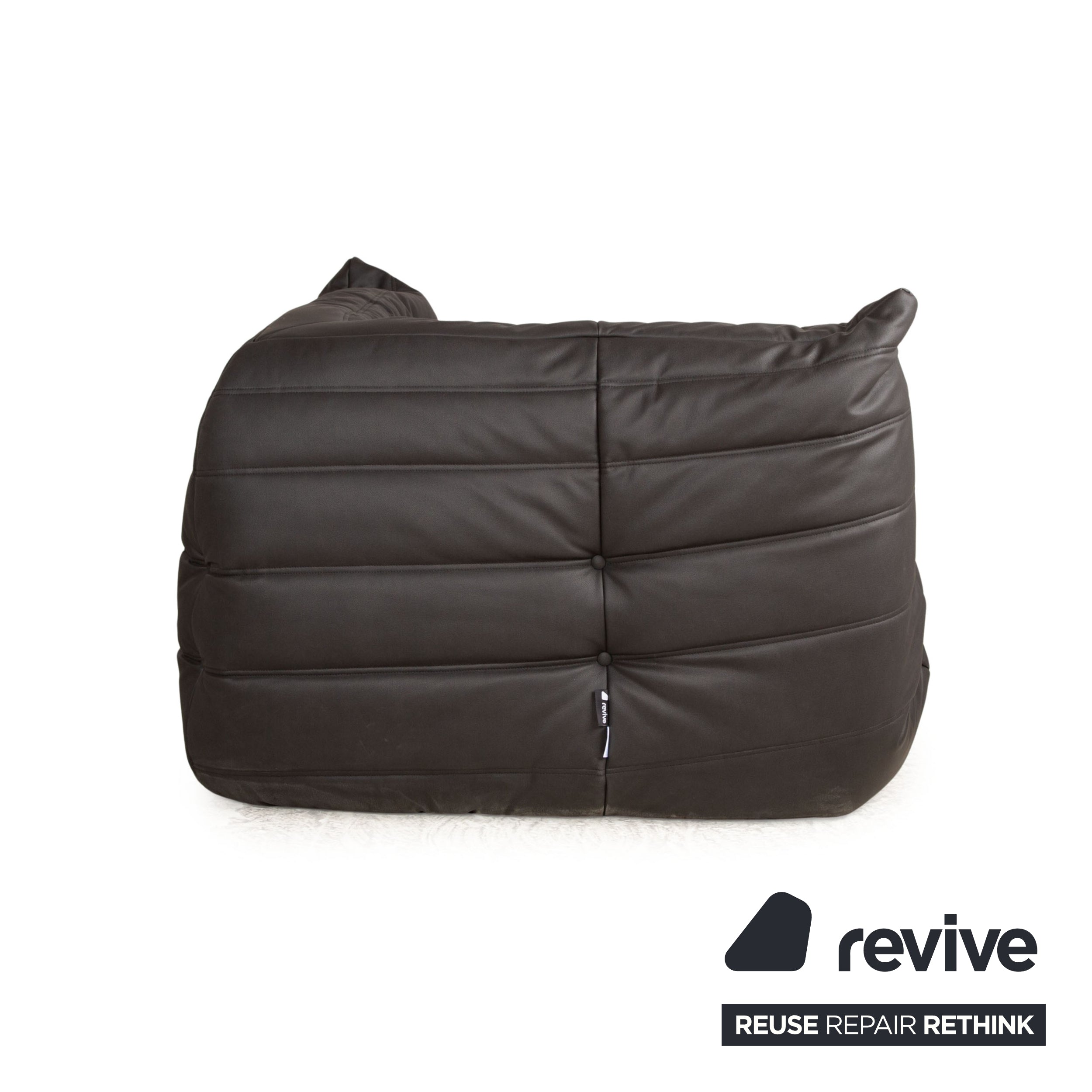 ligne roset Fauteuil en tissu cuir vegan Togo noir housse neuve