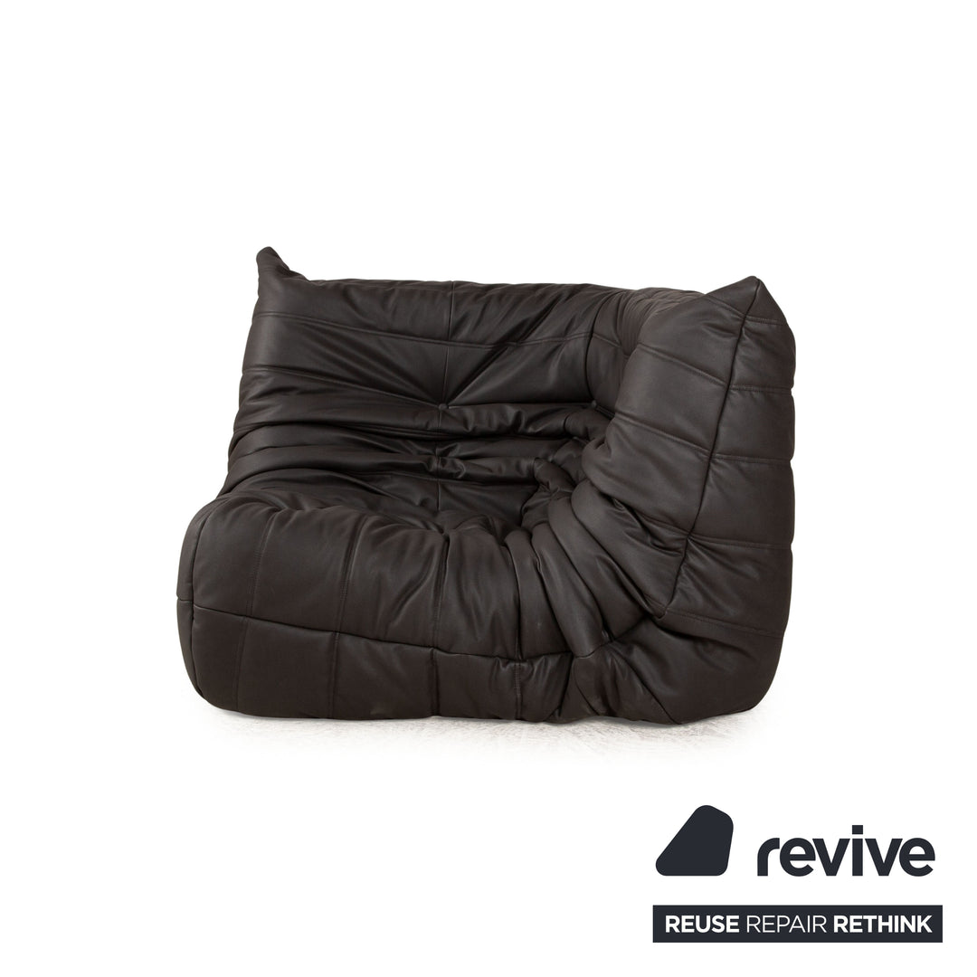 ligne roset Togo veganes Leder Stoff Sessel Schwarz Neubezug