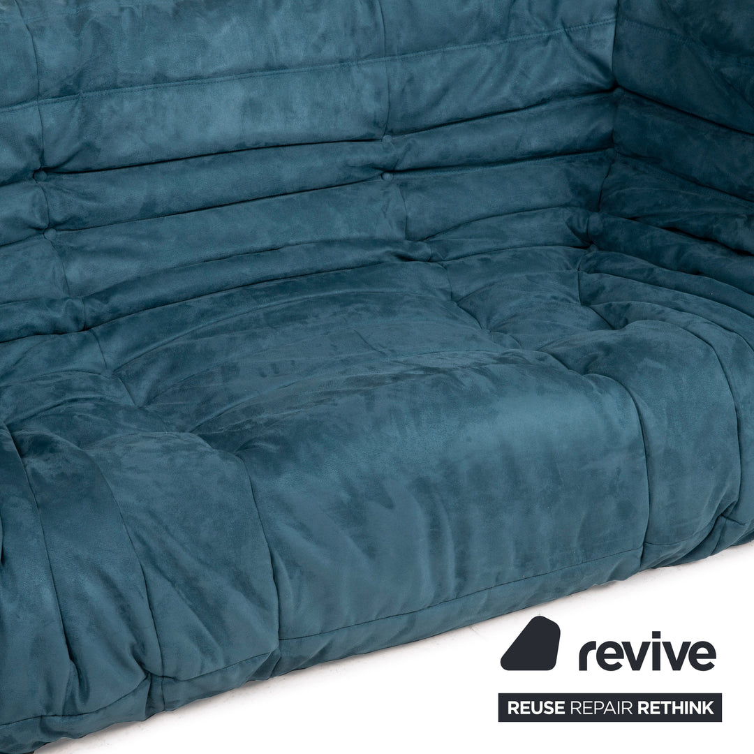 ligne roset Togo Stoff Sofa Blau Dreisitzer Petrol