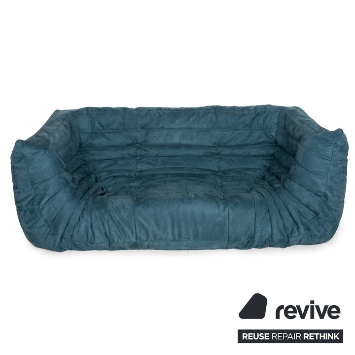 ligne roset Togo Stoff Sofa Blau Dreisitzer Petrol