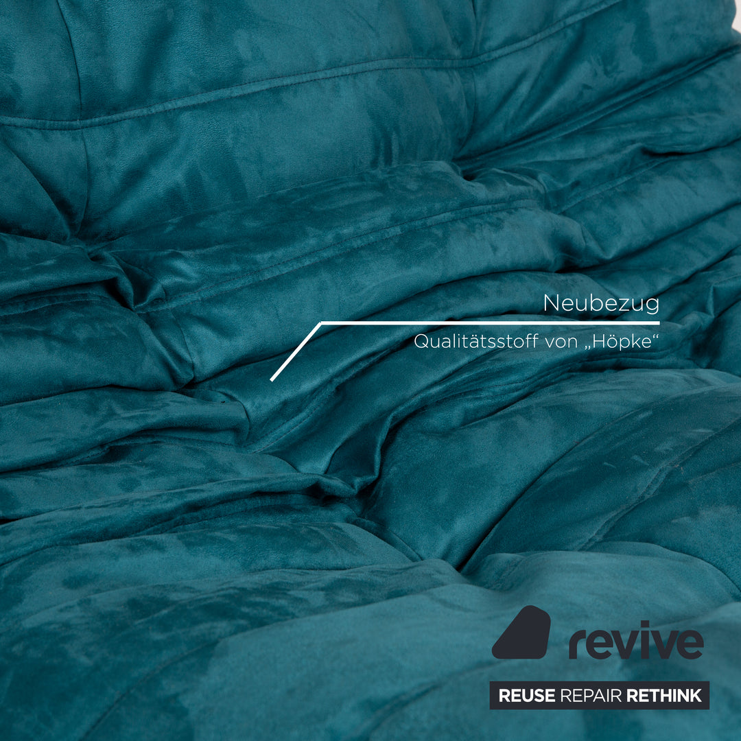 ligne roset ensemble canapé tissu Togo bleu fauteuil 2 places housse neuve