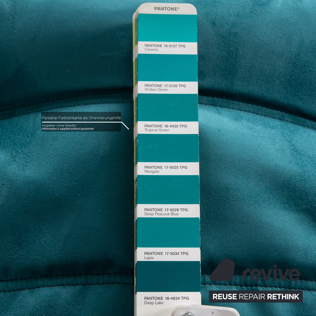 ligne roset Togo Stoff Sofa Garnitur Blau Zweisitzer Sessel Couch Neubezug