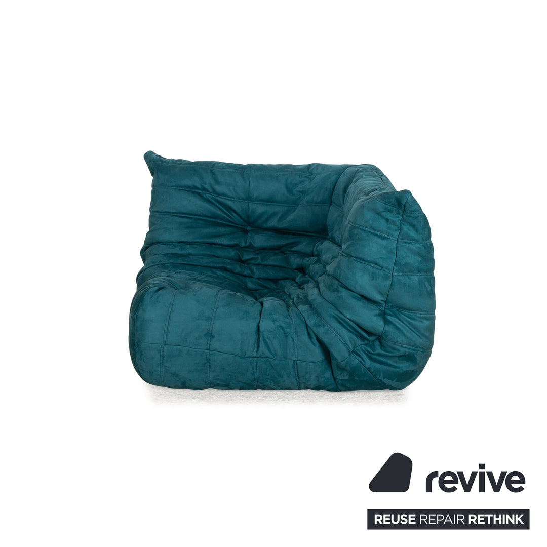 ligne roset Togo Stoff Sofa Garnitur Blau Zweisitzer Sessel Couch Neubezug