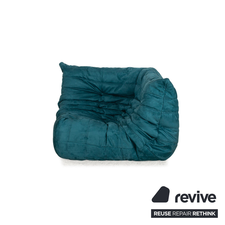 ligne roset Togo Stoff Sofa Garnitur Blau Zweisitzer Sessel Couch Neubezug