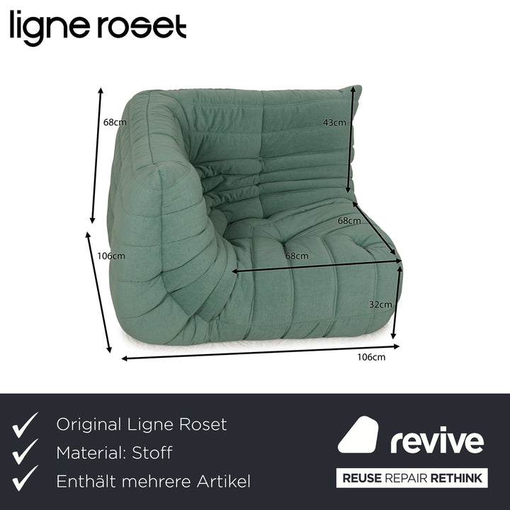 Ligne Roset Togo canapé d'angle tissu canapé vert nouveau revêtement deux places fauteuil élément d'angle