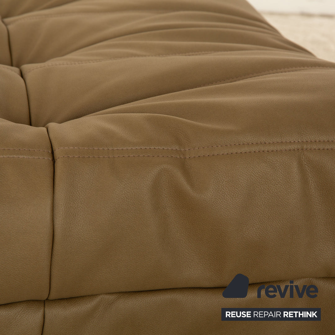 ligne roset Togo Ecksofa Stoff Sofa Garnitur Olivgrün Khaki Ecksofa Hocker Couch Neubezug