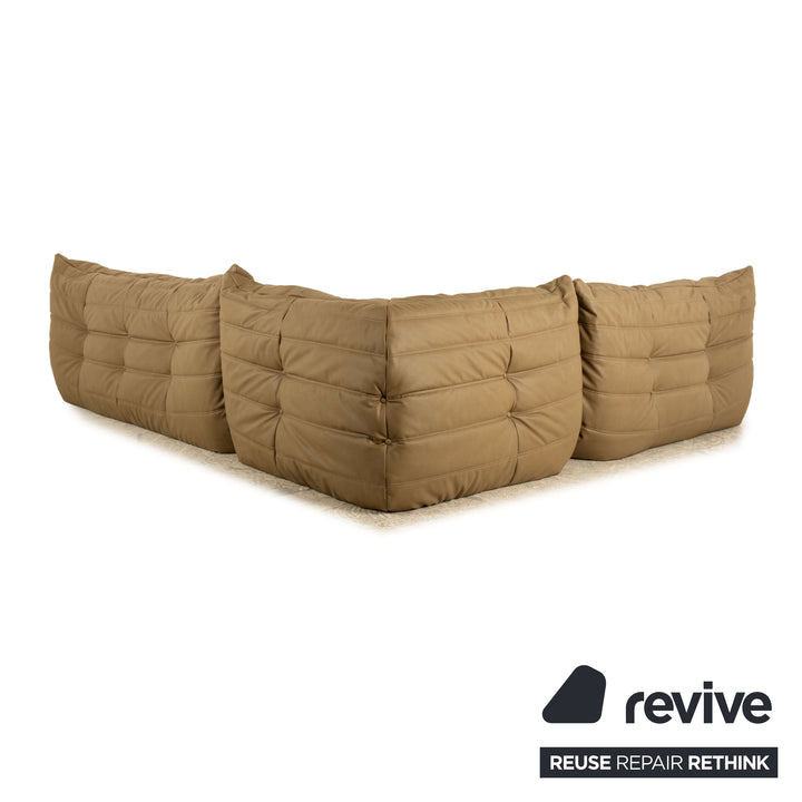 ligne roset Togo Ecksofa Stoff Sofa Garnitur Olivgrün Khaki Ecksofa Hocker Couch Neubezug