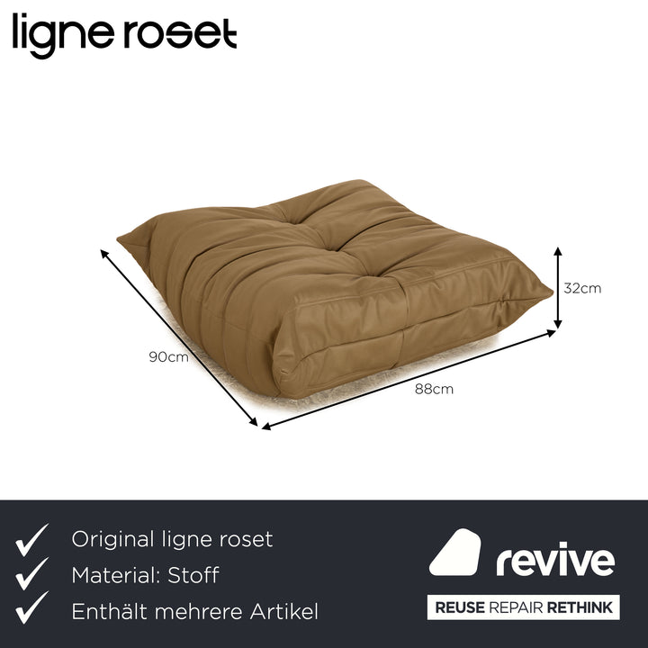 Ligne roset ensemble de canapé en tissu Togo vert olive kaki canapé d'angle tabouret canapé housse neuve