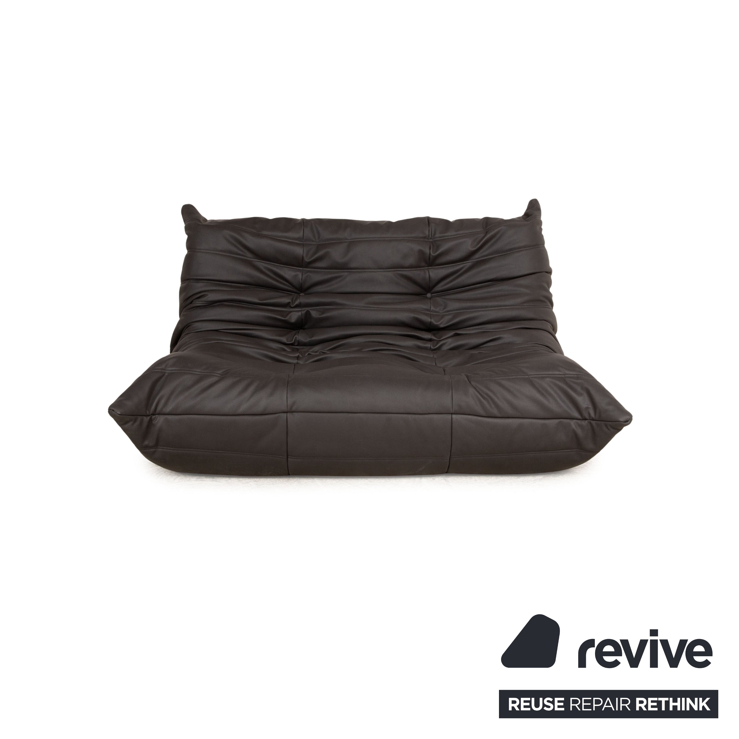 ligne roset Togo vegan leather fabric sofa set black 2x two-seater and corner piece corner sofa couch newly upholstered