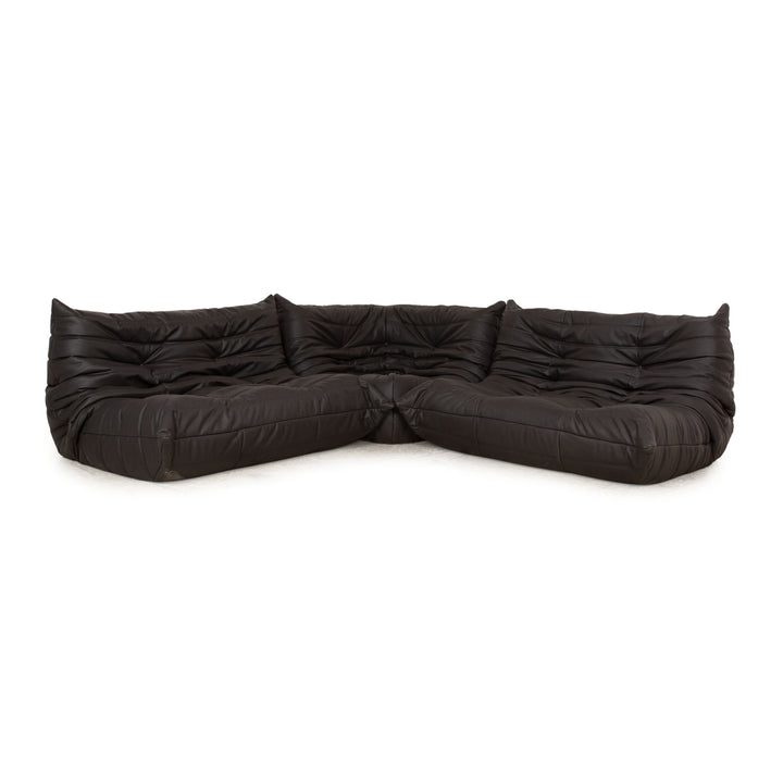 ligne roset Ensemble de canapé en tissu cuir vegan Togo fauteuil noir canapé deux places housse neuve