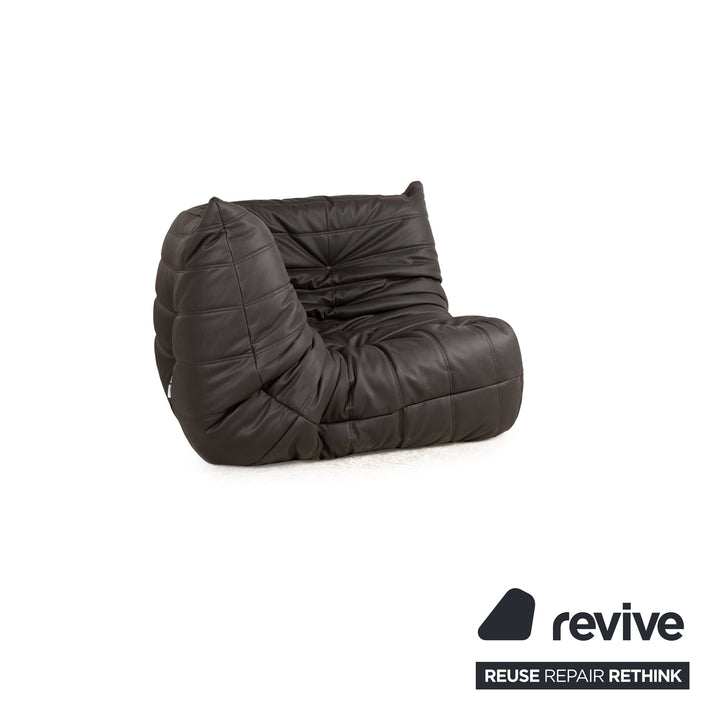 ligne roset Ensemble de canapé en tissu cuir vegan Togo fauteuil noir canapé deux places housse neuve