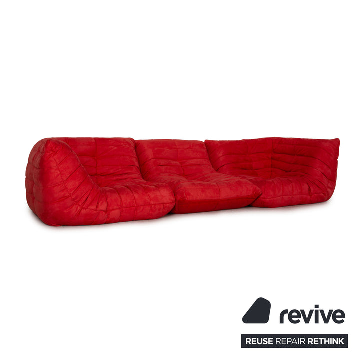 ligne roset Togo fabric sofa red three-seater couch