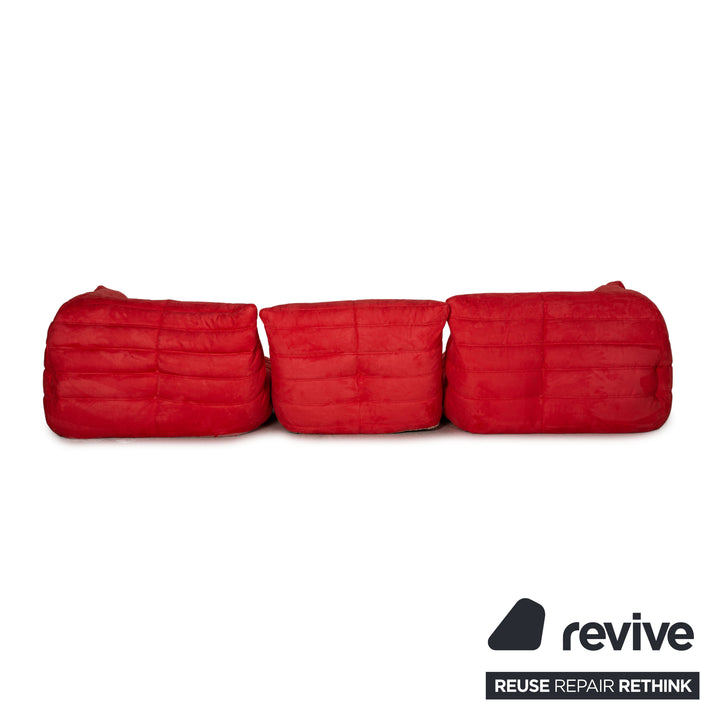 ligne roset Togo fabric sofa red three-seater couch