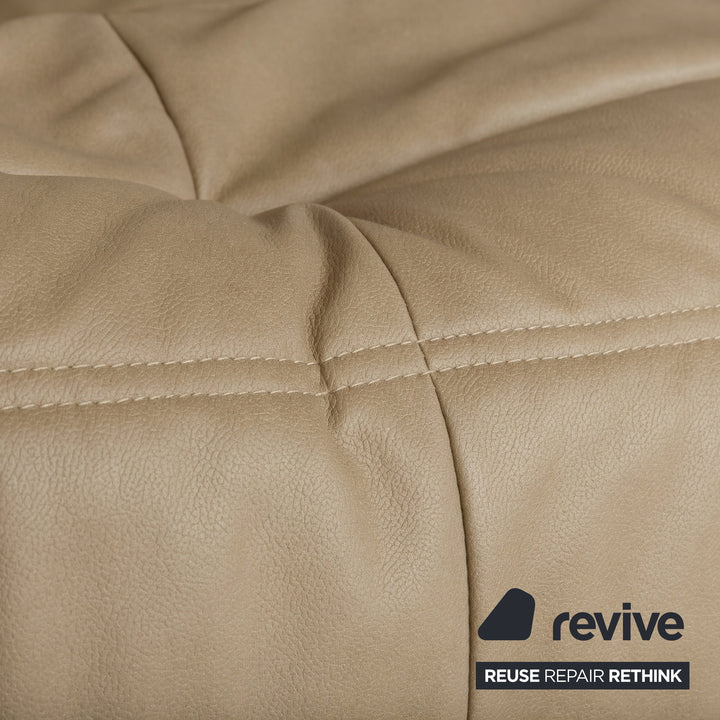 Ligne Roset Togo Veganes Leder Zweisitzer Sofa Couch Beige Neubezug