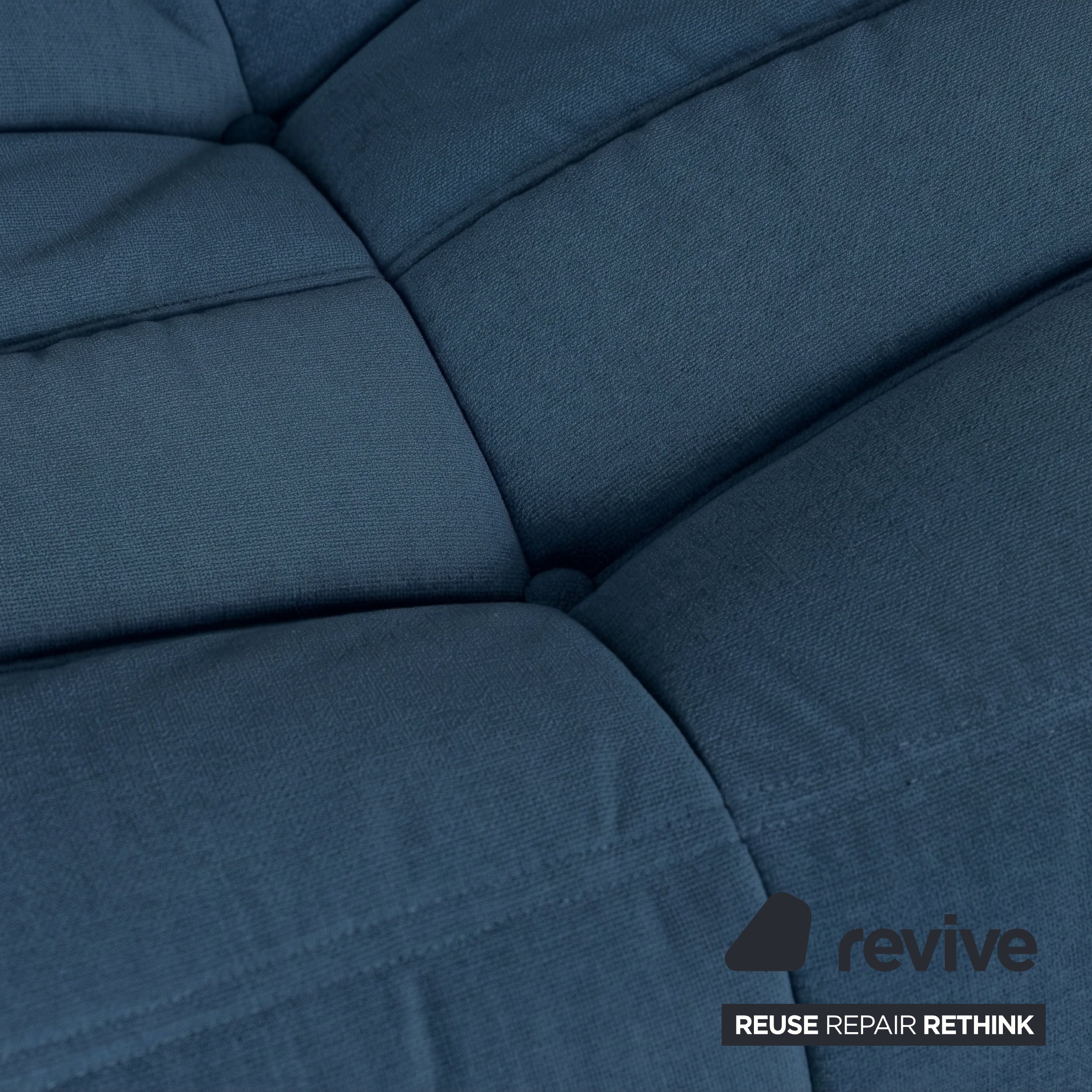 Ligne Roset Togo Zweisitzer Sofa Couch Stoff Blau Petrol Neubezug