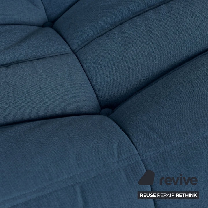 Ligne Roset Togo Zweisitzer Sofa Couch Stoff Blau Petrol Neubezug