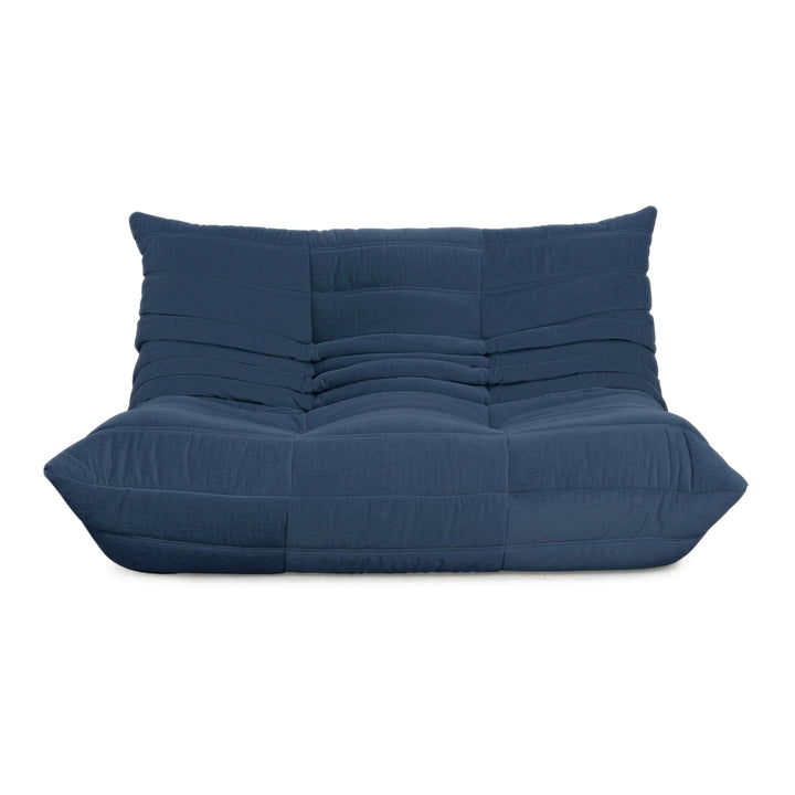 Ligne Roset Togo Zweisitzer Sofa Couch Stoff Blau Petrol Neubezug