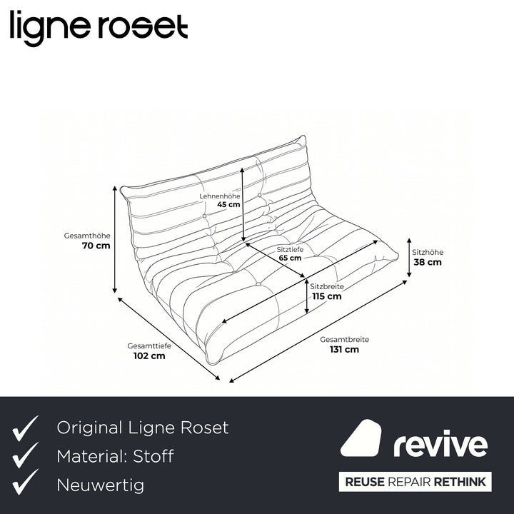 Ligne Roset Togo Stoff Zweisitzer Blau Königsblau Neubezug