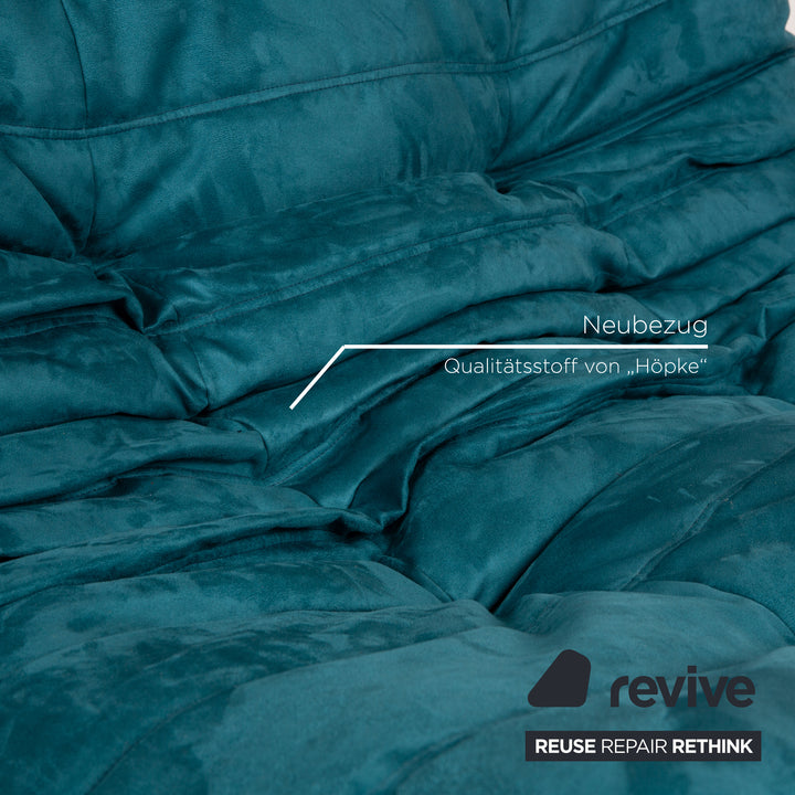 Ligne roset Canapé 2 places en tissu Togo bleu housse neuve