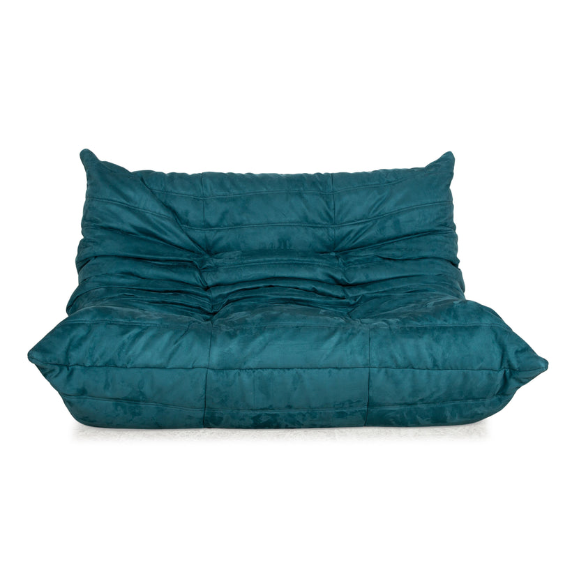 ligne roset Togo Stoff Zweisitzer Blau Sofa Couch Neubezug