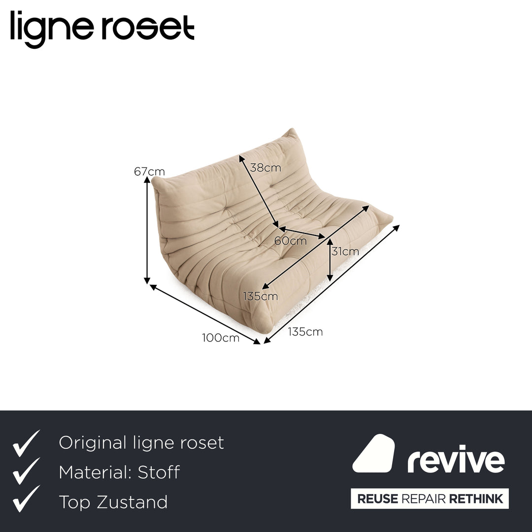 ligne roset Togo fabric two-seater cream sofa couch