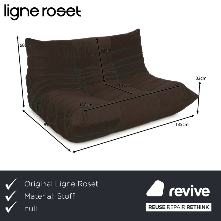 Ligne Roset Togo Stoff Zweisitzer Dunkelbraun Neubezug