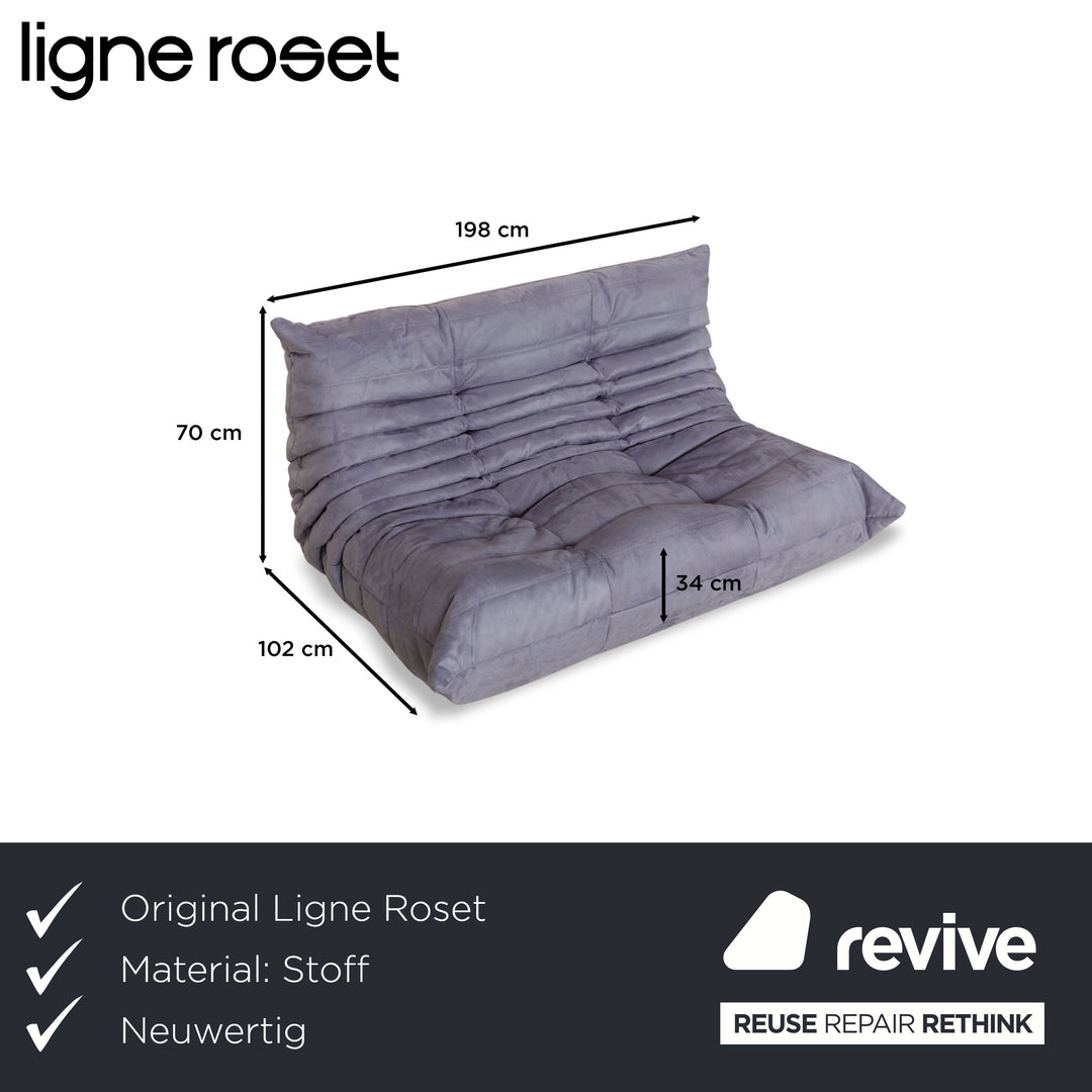 Ligne Roset Togo Fabric Two-Seater Grey Denver 391 Sofa Couch