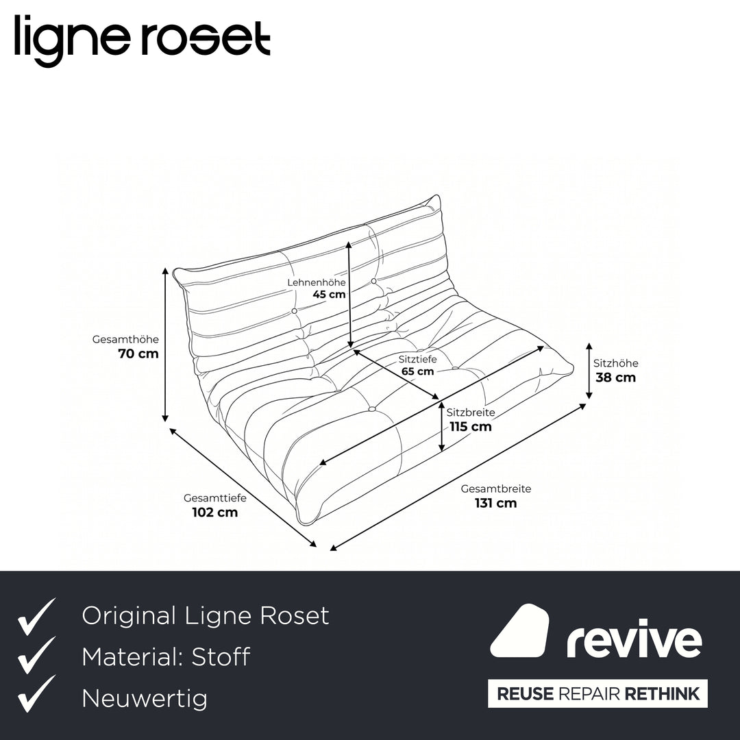 Ligne Roset Togo Stoff Zweisitzer Grün Mint Neubezug