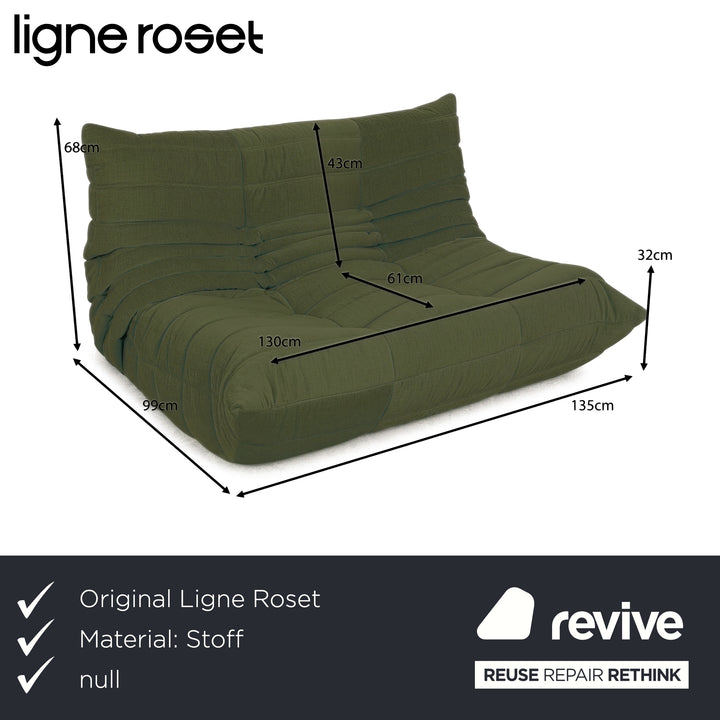 Ligne Roset Togo Stoff Zweisitzer Petrol Neubezug