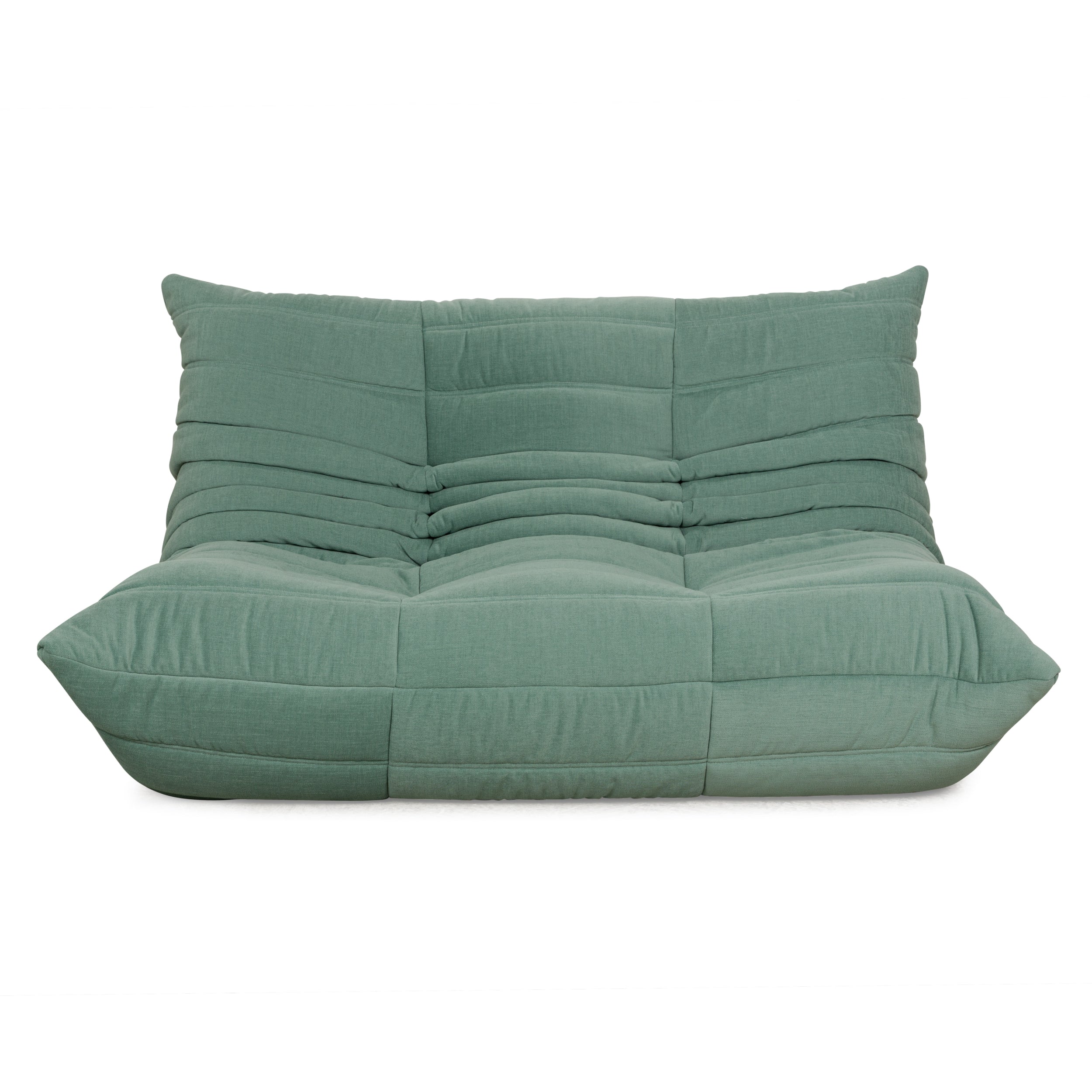 Ligne Roset Togo fabric two-seater green reupholstery
