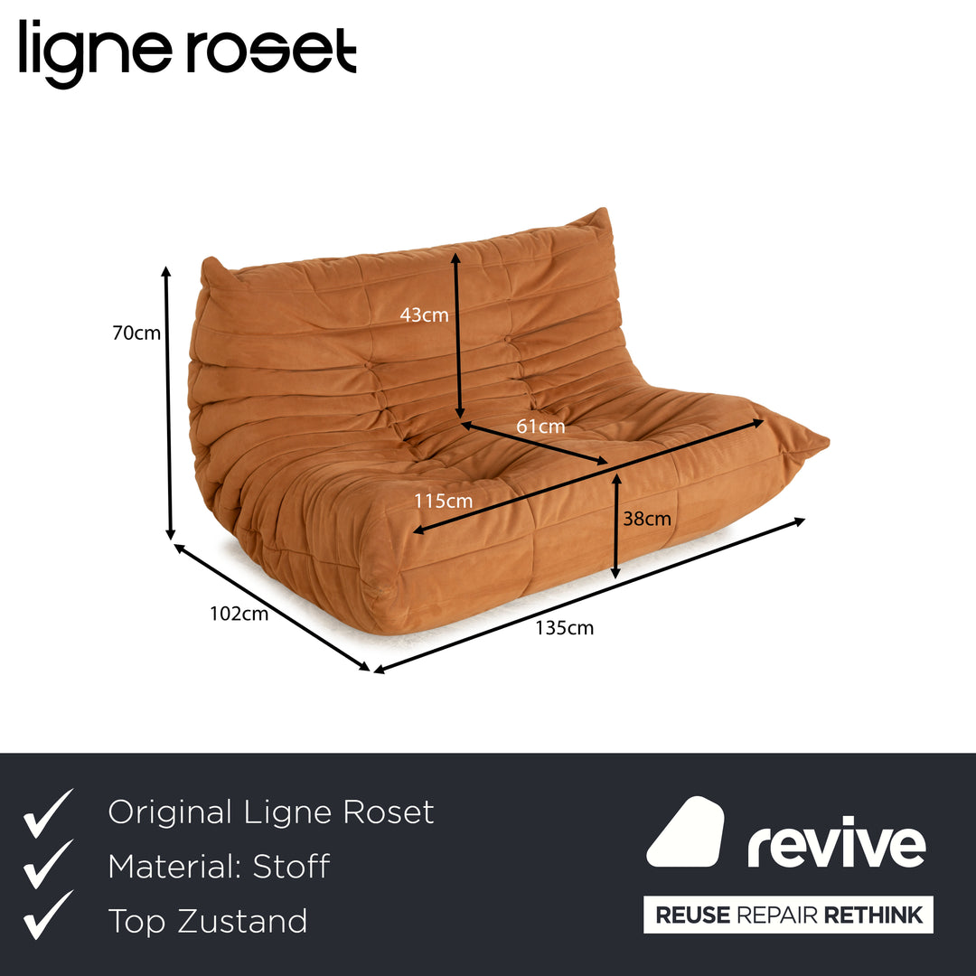 Ligne Roset Togo Stoff Zweisitzer Hellbraun Camel Sofa Couch