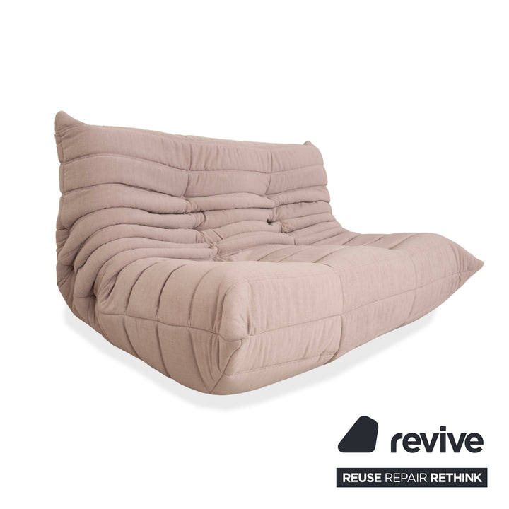 Ligne Roset Togo Stoff Zweisitzer Neubezug Beige Sand Sofa Couch