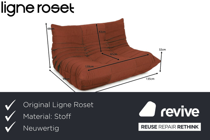 Ligne Roset Togo Stoff Zweisitzer Neubezug Terrakotta