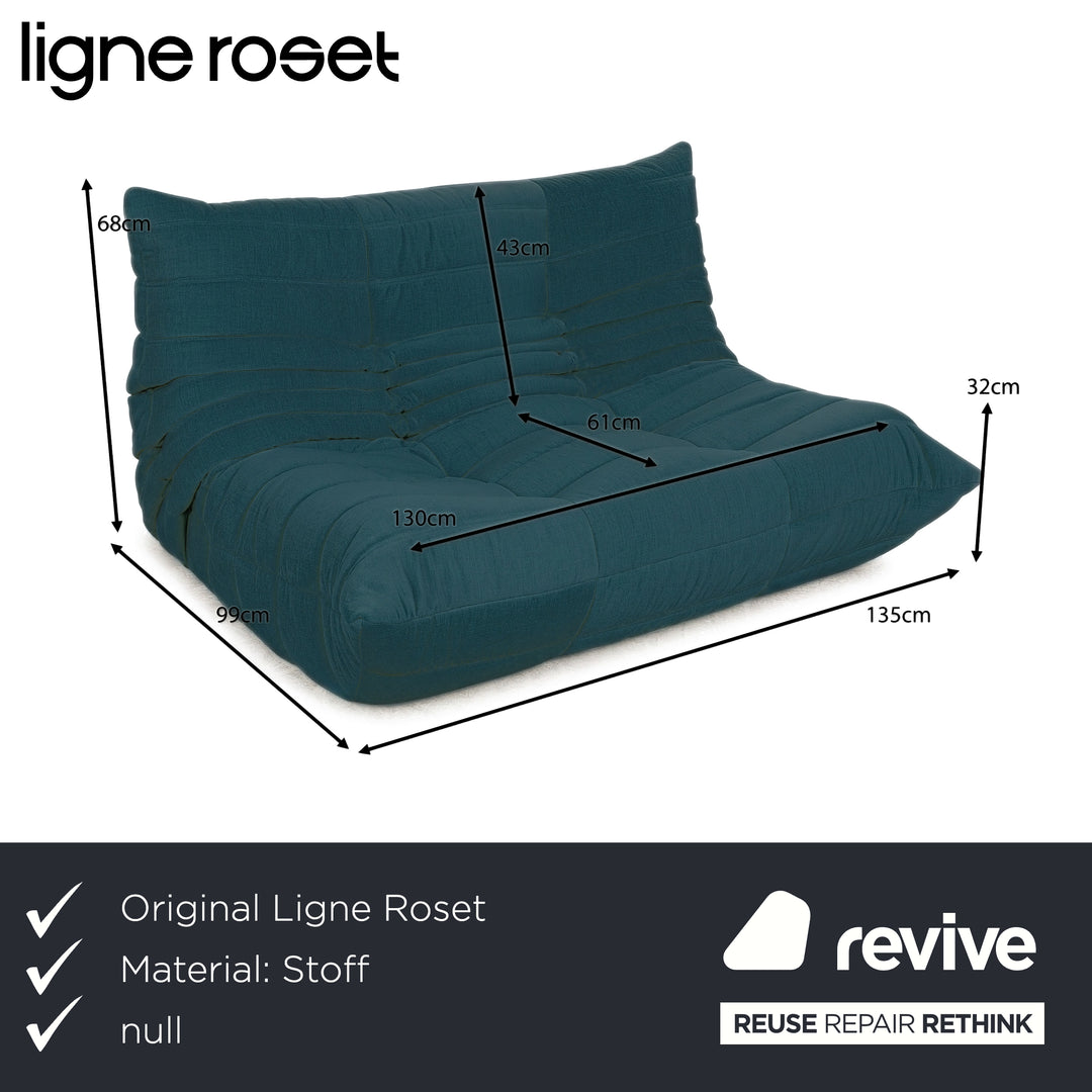 Ligne Roset Togo Stoff Zweisitzer Petrol Neubezug