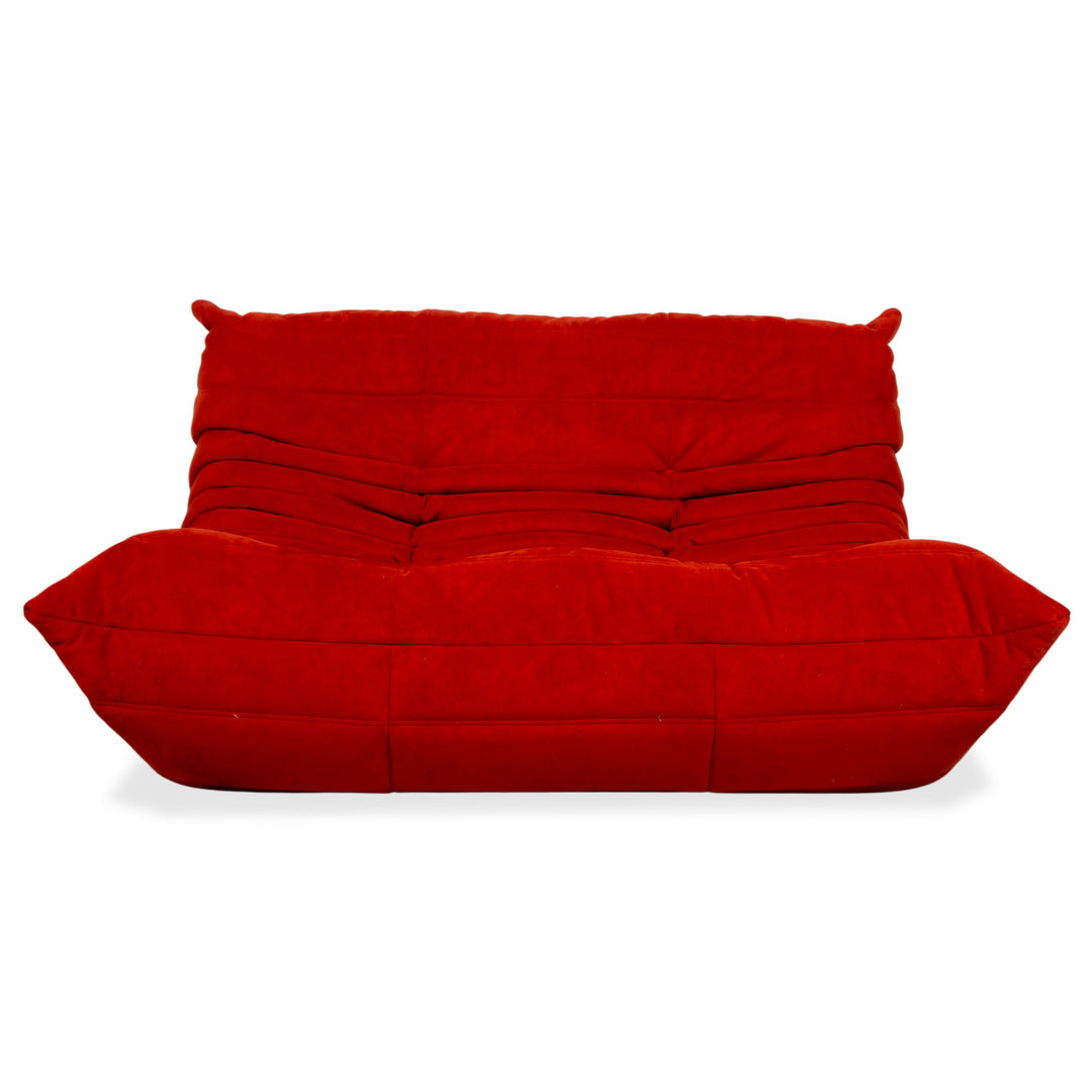Ligne Roset Togo Alcantara Two-Seater Red Sofa Couch