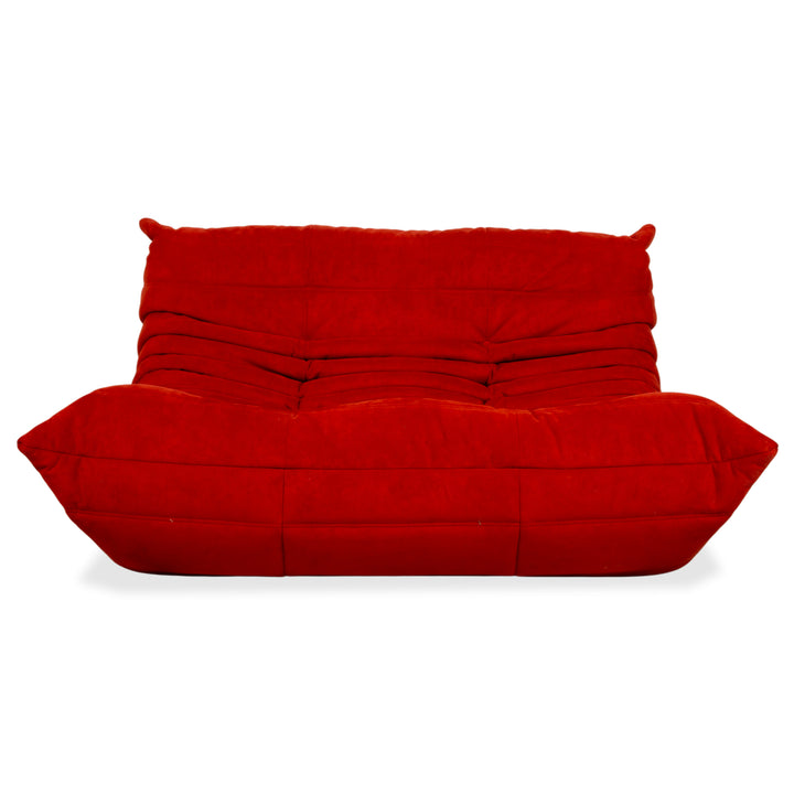 Ligne Roset Togo Alcantara Two-Seater Red Sofa Couch