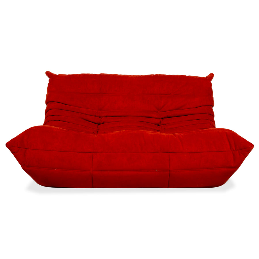 Ligne Roset Togo Alcantara Two-Seater Red Sofa Couch