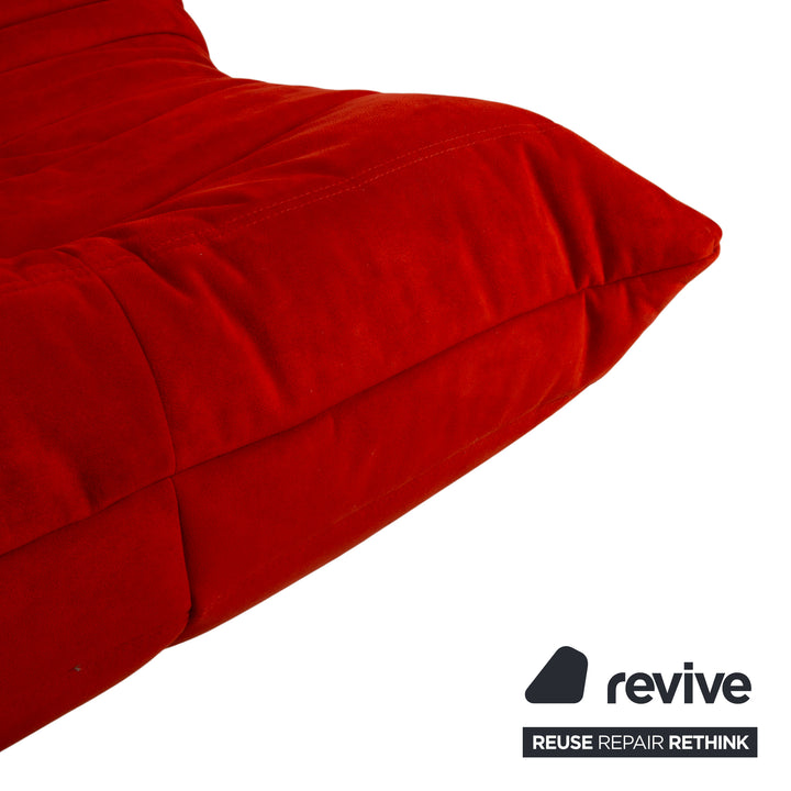 Ligne Roset Togo Alcantara Two-Seater Red Sofa Couch