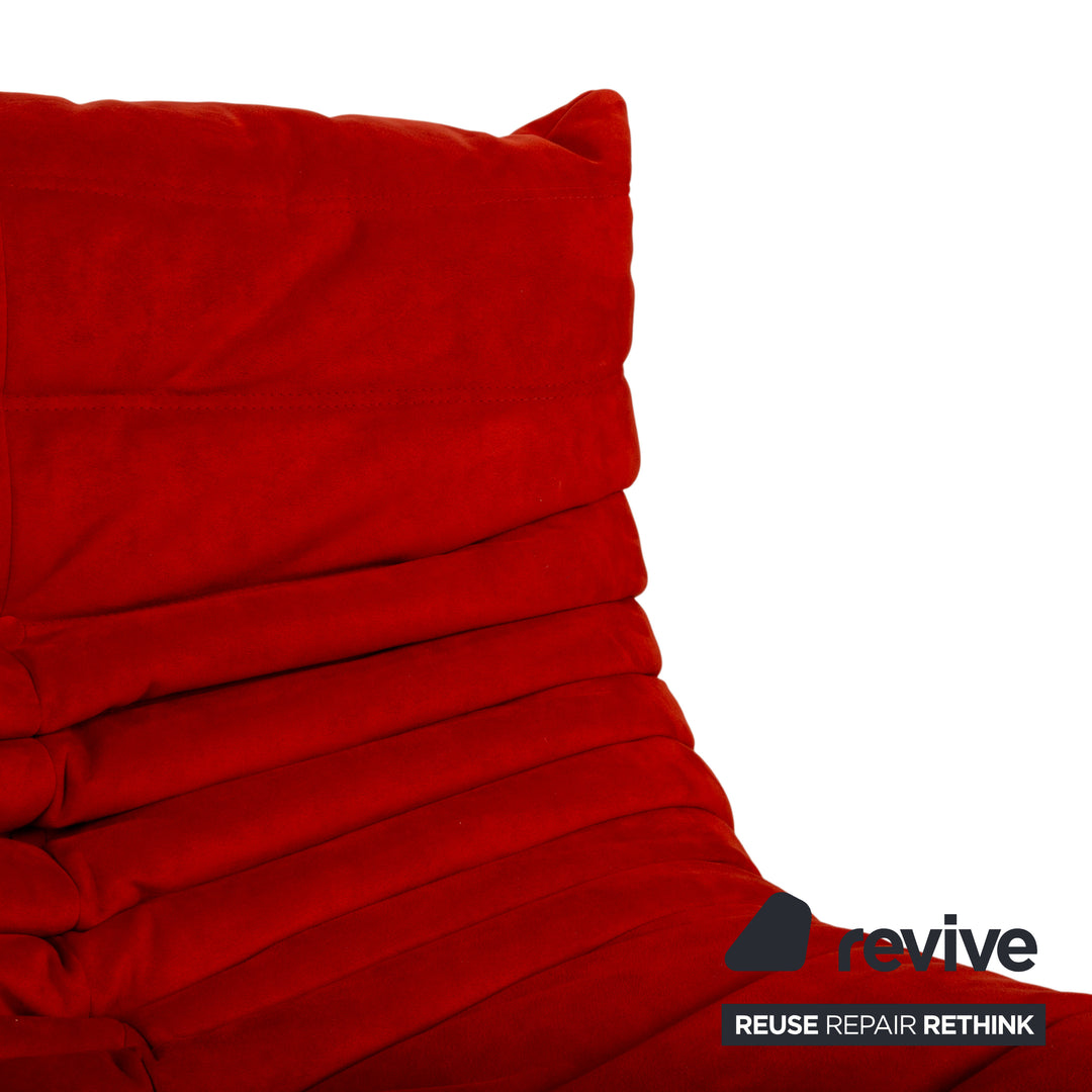 Ligne Roset Togo Alcantara Two-Seater Red Sofa Couch
